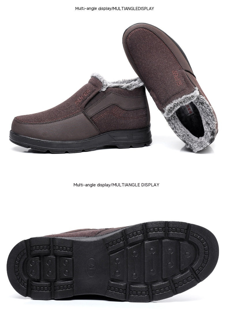 Men's Cotton Shoes Fleece-lined Warm Middle-aged And Elderly Pi-Mart