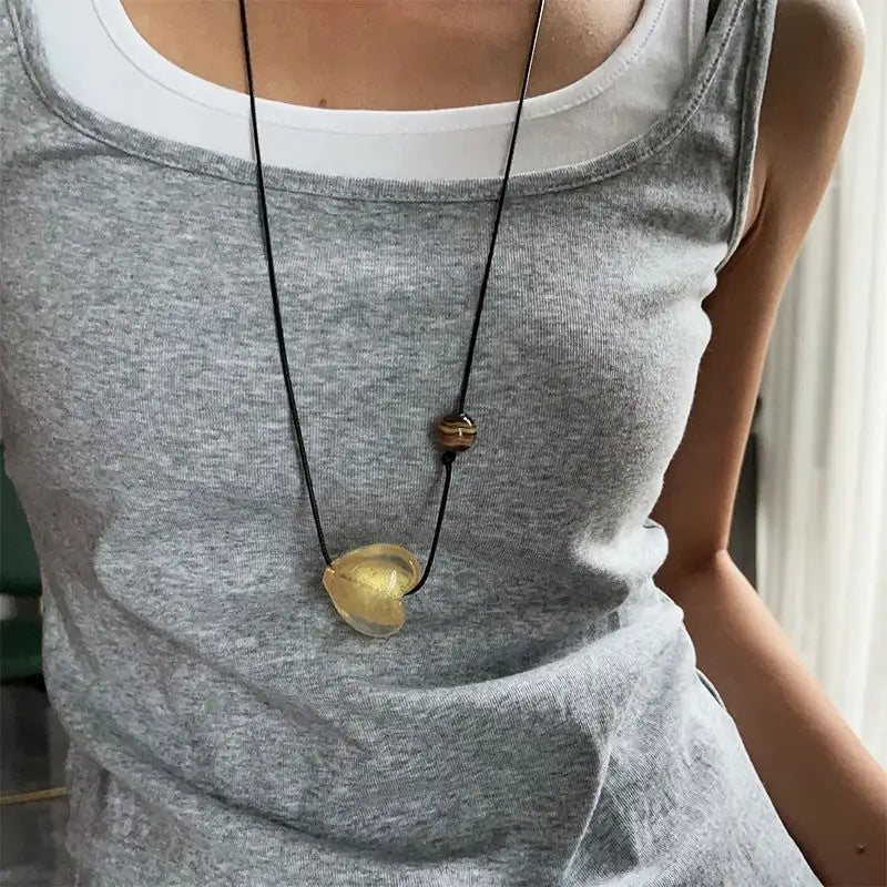 New Style Glass Love Pendant Design Sense Niche Long Necklace Lootquake LLC