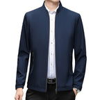 Men's Stand Collar Casual Jacket - Lightweight Middle-Aged Outerwear (Blue/Black/Brown, Sizes 170-195cm) Pi-Mart