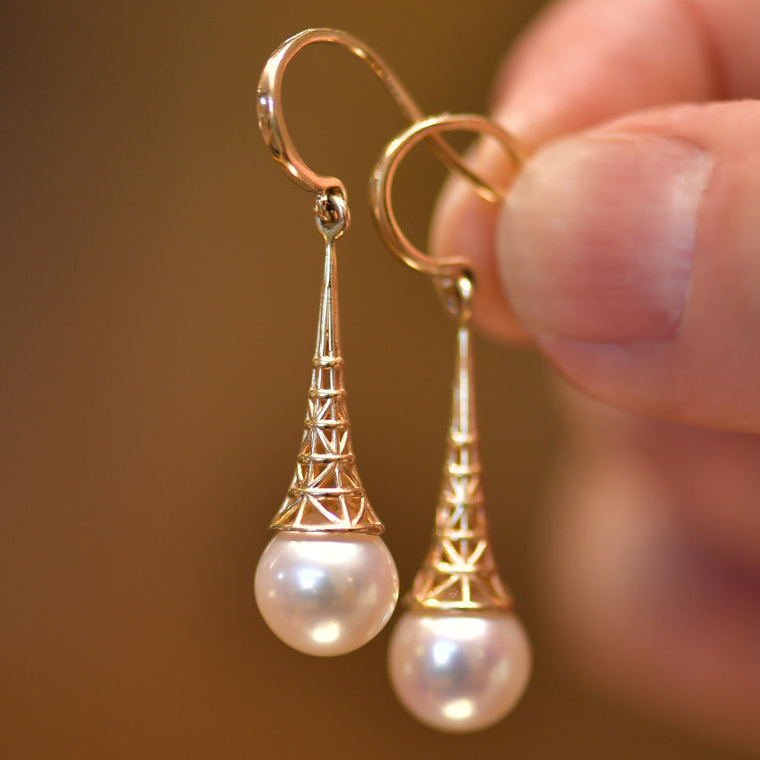 Hesheng New Normcore Simple Hollow Pearl Earrings Pi-Mart