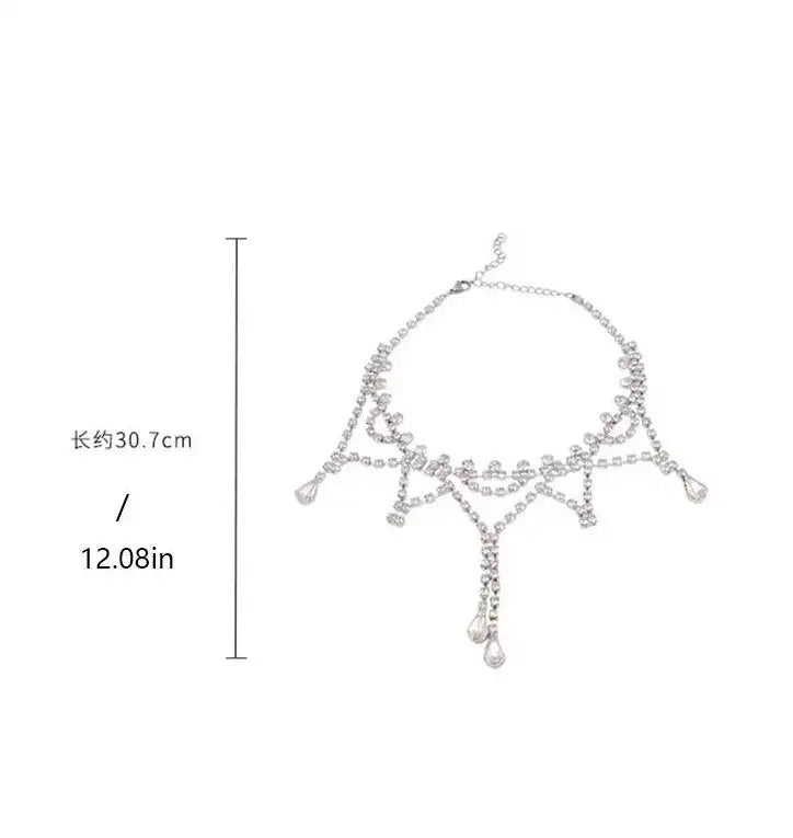 2025 New High End Design Full Diamond Water Diamond Necklace