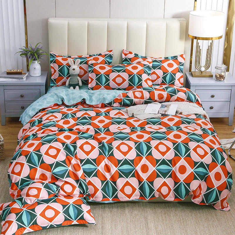 Simple Cotton Sanding Four-piece Set Thickening Small Bed Quilt Cover Pi-Mart