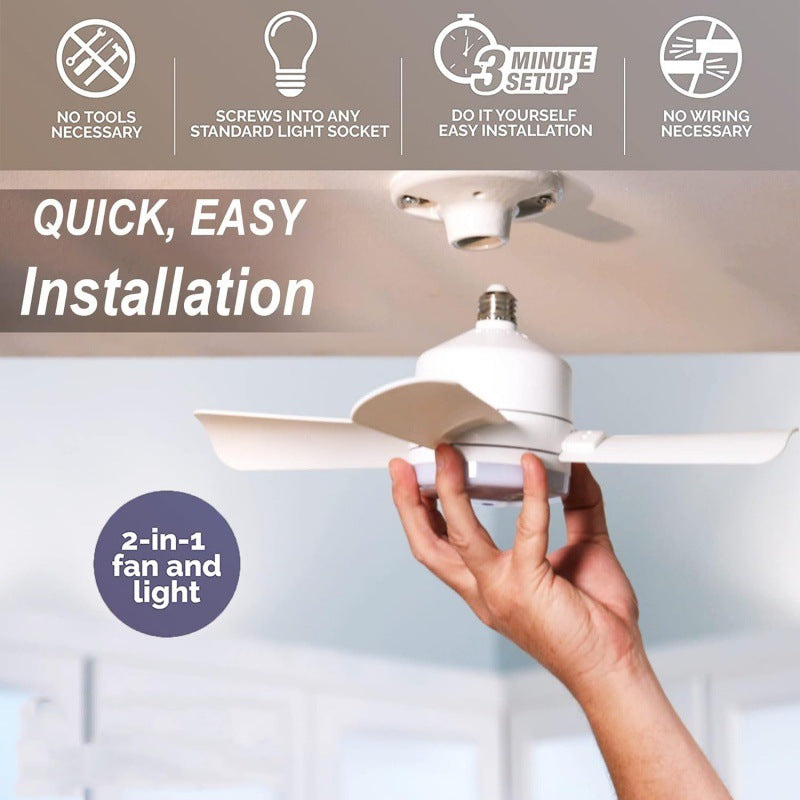 Socket Fan Light With Remote Adjustable Screw Mouth Intelligent Remote Control Integrated LED Fan Light Pi-Mart
