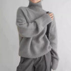 High-neck Women's Loose Versatile Knit Pullover Sweater Pi-Mart