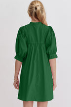 Pink Puff Sleeve Mini Dress Casual and Feminine Dress for Women Simple Classic Summer Dress Stevvex