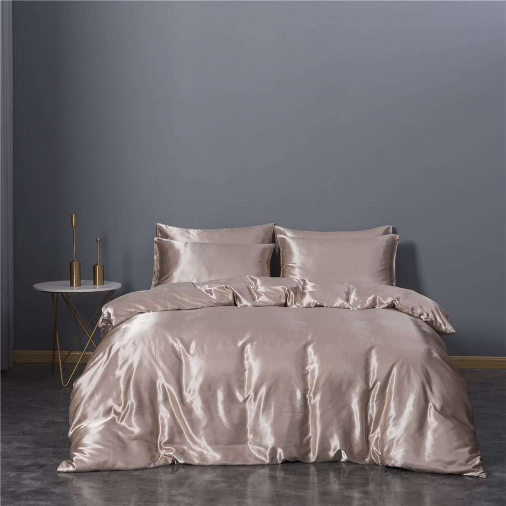 Simulation Silk Three-piece Duvet Cover Bedding Pi-Mart