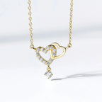 Heart Link Necklace, Interwined Heart Silver Necklace, Women Necklace