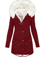 Women's cotton padded jacket with white collar Pi-Mart