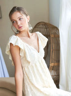 Tie Back V-Neck Ruffle Sleeve Summer Dress For Women – Elegant, Chic & Trendy V-Neck Fluttering Dress with Ruffles & Tie Detail