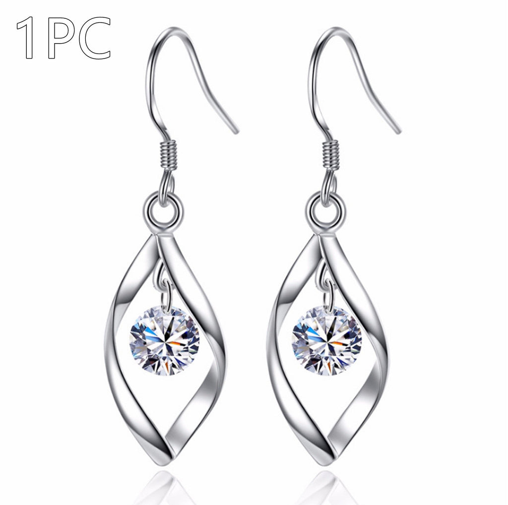 Zircon Reduction Silver Earrings Pi-Mart