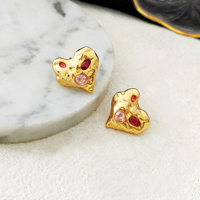 Irregular Heart Stud Earrings Pi-Mart