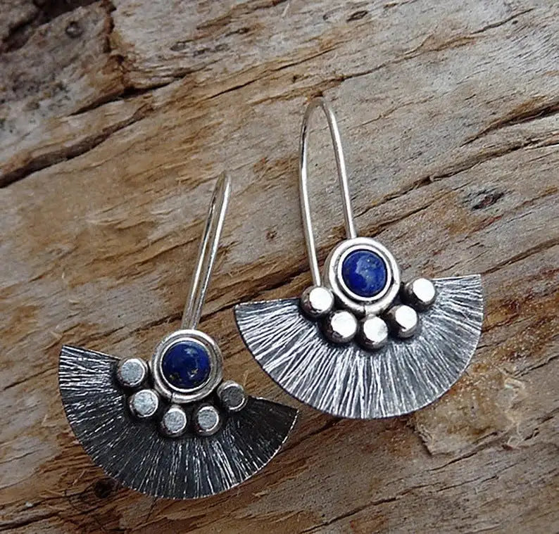 Ethnic Style Retro Semicircle Fan-shaped Metal Alloy Earrings