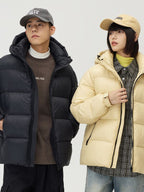 Down Jacket Thickened Couple Winter New Windproof Coat Solid Color Hooded Pi-Mart
