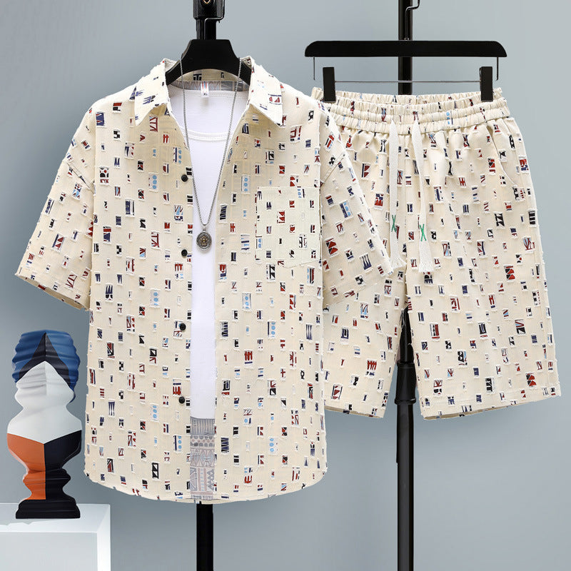 Men's Short-sleeved Suit Youth Student Leisure Sports Cool Shorts Two-piece Set Lootquake LLC