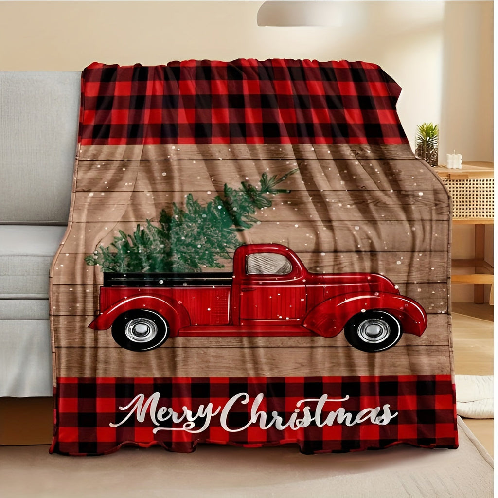1pc Christmas Throw Blanket - Reindeer and Christmas Trees Printed, Soft, Cozy, Holiday-Themed, Versatile Throw for Couch, Bed, Sofa, Office, Camping, Indoor and Outdoor Use Lootquake LLC