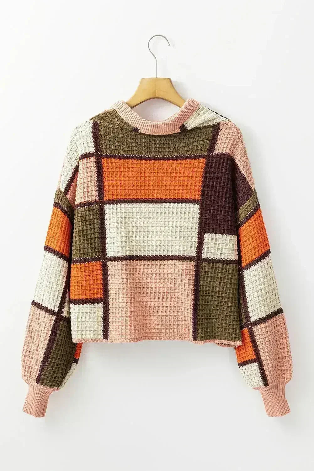 Drawstring Color Block Mock Neck Sweater - SJB-DIAMOND ELITES