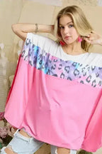 ADORA Colorblock Poncho Style Tunic Top
