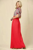 Houndstooth Maxi Dress | Short Sleeve Pocketed Style | Femstylo