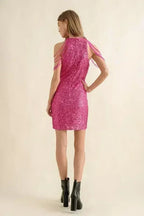 Sequin Bodycon Party Dress with Shoulder Beads | Femstylo