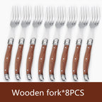Stainless Steel Rosewood Wooden Handle Western Knife Steak Knife And Fork Set Pi-Mart