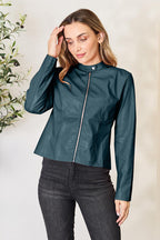Women Classic Neck Zip-Up Jacket For Everyday Wear Elegant Girls Jacket Stevvex