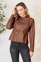 Women Classic Neck Zip-Up Jacket For Everyday Wear Elegant Girls Jacket Stevvex