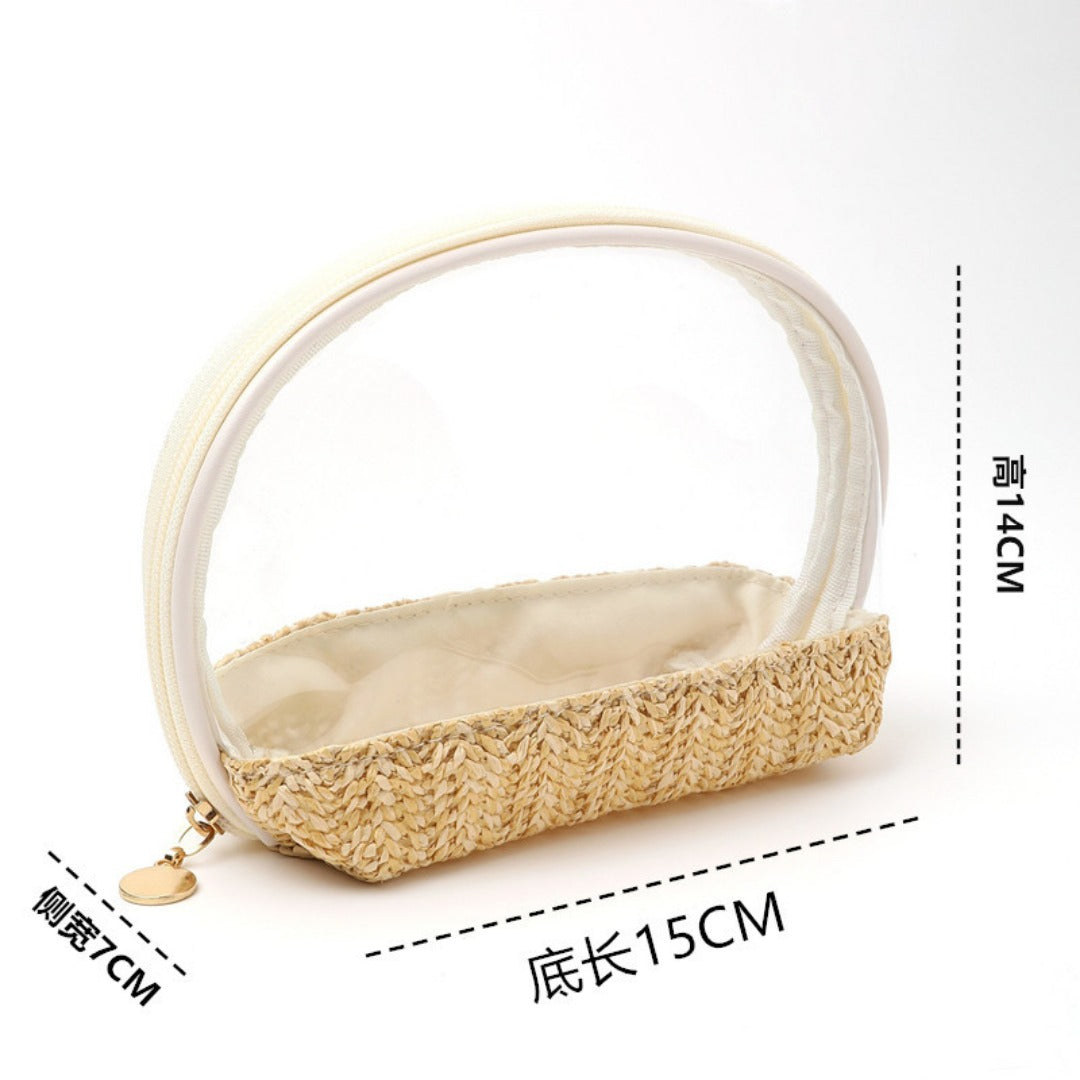 Travel makeup bag,Makeup bag organizers,Makeup bags small, woven cosmetics storage bag, portable waterproof cosmetic bag, small straw travel storage bag - SJB-DIAMOND ELITES