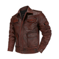 M65 Top Layer Cowhide Jacket  Fashion SlimFit Stand Collar Leisure Bomber Jacket 100% Genuine Leather Men's Vintage Short Pi-Mart