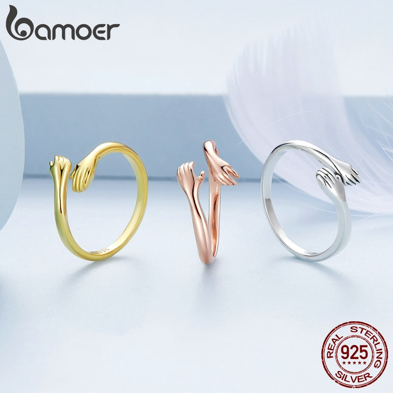 Sterling Silver Embrace Ring Hug Pi-Mart