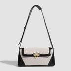 Small shoulder bag, design retro contrasting French underarm bag, versatile canvas portable shoulder bag, Crossbody baguette bag