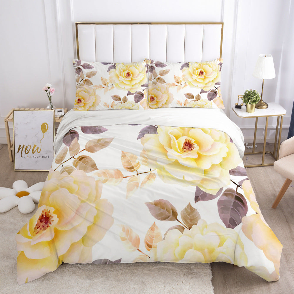 Nordic Spring Bedding Set Green Leaf Quilt Cover Pi-Mart