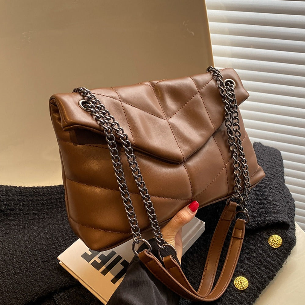 Puffer Shoulder Bag Chain Strap Puffy Crossbody Purse for Women Quilt Large Capacity Shoulder Puffer Bag Free People Bag - SJB-DIAMOND ELITES