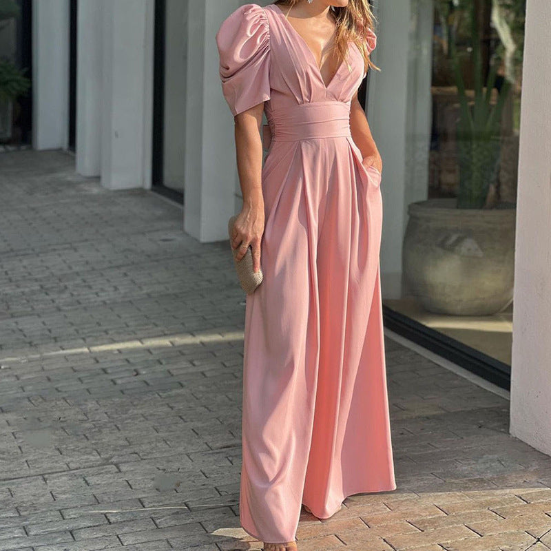 Fashion Elegant Plus Size Wide Legs Jumpsuit Pi-Mart