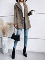 Women's Plaid Collared Neck Buttoned Long Sleeve Jacket – Classic & Lightweight Outerwear for Everyday Wear Stevvex