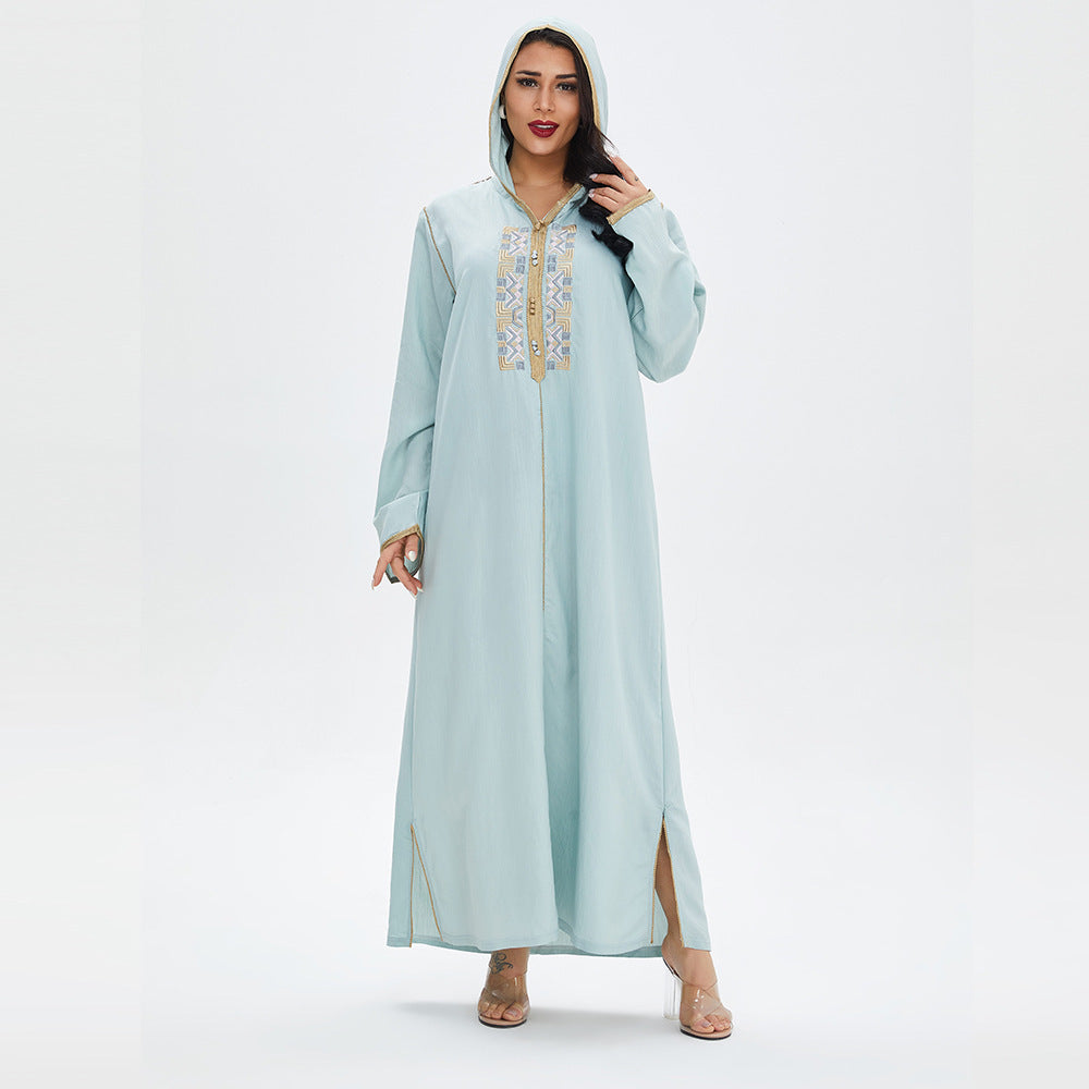Fashion Casual Long Dress Embroidered Swing Pi-Mart