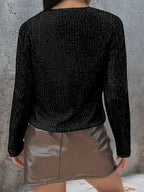 Elegant Women Full-Size Sequin Open Front Cropped Jacket With Glamorous Sparkle Luxury Women Party Jacket Stevvex