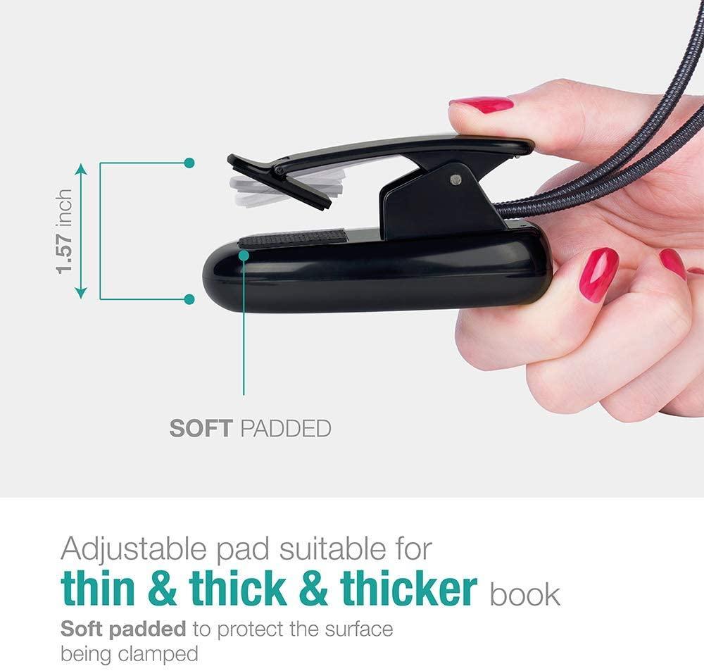 Super Adjustable Goosenecks Clip LED Lamp For Book Reading With Stand And Double Ligh  Rechargeable 12 LED Warm Book Light, Clip On Bed Reading Light, Music Stand Lamp, 2 Brightness & 2 Goosenecks Light Up 2 Full Pages. Perfect For Bookworms, Kids & Music - SJB-DIAMOND ELITES
