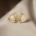 Cat's Eye Flower Earrings High Sense Opal Square Triangle Geometry Earrings Pi-Mart