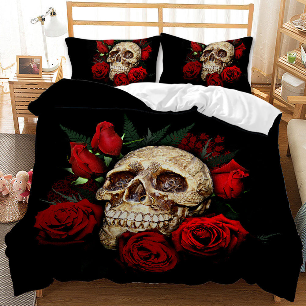 Three-piece Skull Digital Printing Duvet Cover Pi-Mart