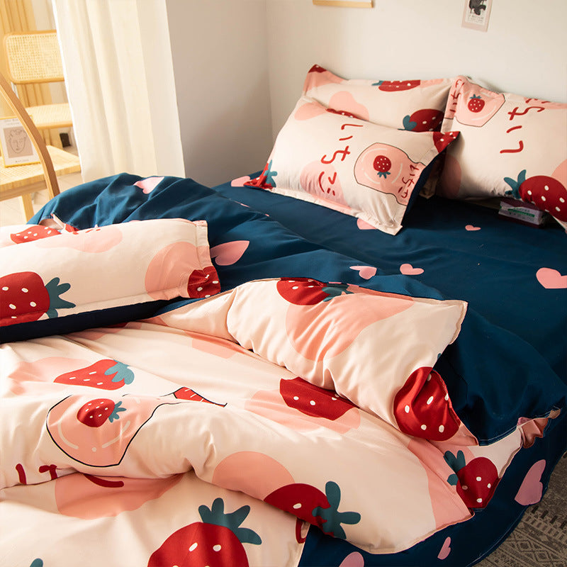 Washed Cotton Four-piece Duvet Cover Sheet Bedding Pi-Mart