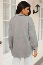 Cloudy Blue Snap-Front Collared Jacket with Pockets Lightweight and Versatile Jacket