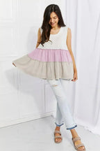 Lavender Color Block Baby doll Top - Sunset Design | Femstylo