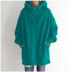 Zipper Hooded Long Plus Fleece Sweatshirt Pi-Mart