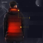 Long Coat Hooded Heating Jacket Cold Proof Cotton Clothes