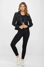 Studded Moto Jacket - Vegan Leather Outerwear | Femstylo