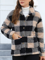 Beautiful Red Women Drop Shoulder Fuzzy Button-Up Jacket Soft And Comfortable Casual Fit Jacket Stevvex