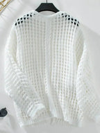 Openwork Open Front Long Sleeve Cardigan - SJB-DIAMOND ELITES