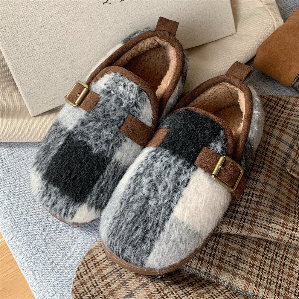 Women's Retro Plaid Cotton Slippers Pi-Mart