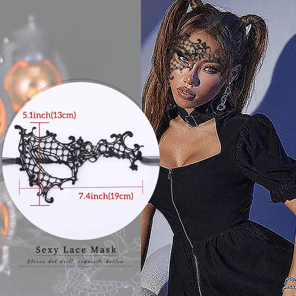 Masquerade Lace Mask Women Black Lace Masks Costume Party Proms Face Mask Halloween Eye Mask - SJB-DIAMOND ELITES