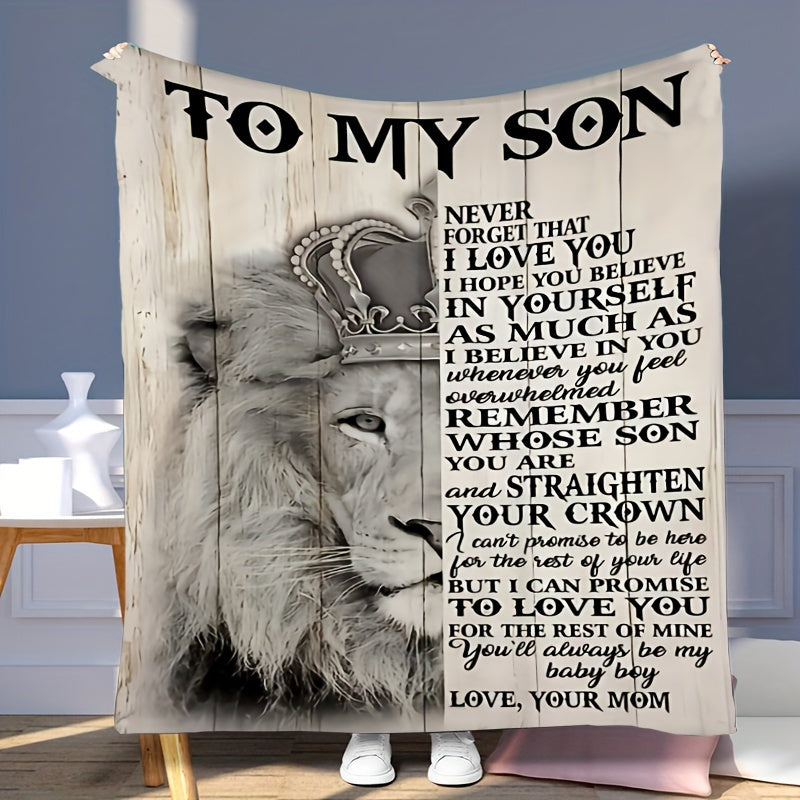 1pc Super Soft Flannel Blanket Gift From Mother To Son Suitable Bedroom Throw Blanket High Definition Printed Soft Blanket For Sofa Couch Office Bed Camping Travelling Lootquake LLC